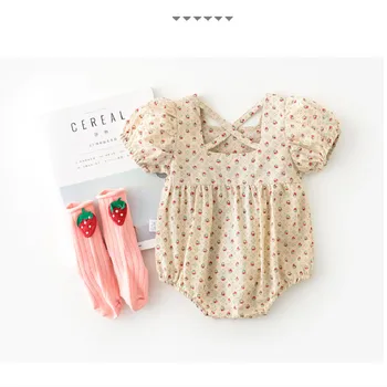 

Baby Girl Romper Backless Newborn Toddler Baby Jumpsuit Floral Infant Sunsuit Bubble Sleeves Kids Playsuit Cotton Overalls