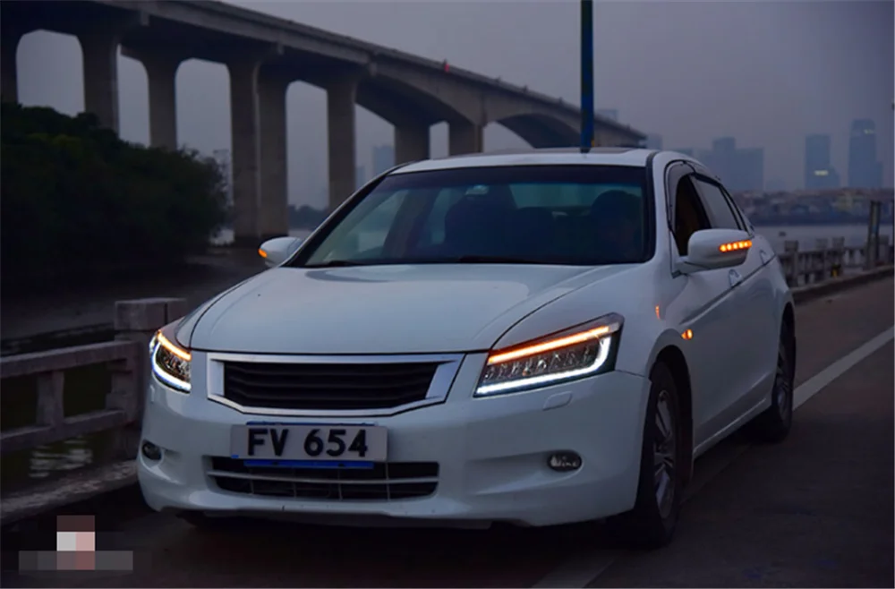 Пара для Honda Accord головной светильник s 2008-2012 Accord светодиодный головной фонарь все светодиодный светильник источник дневные ходовые огни динамический поворот