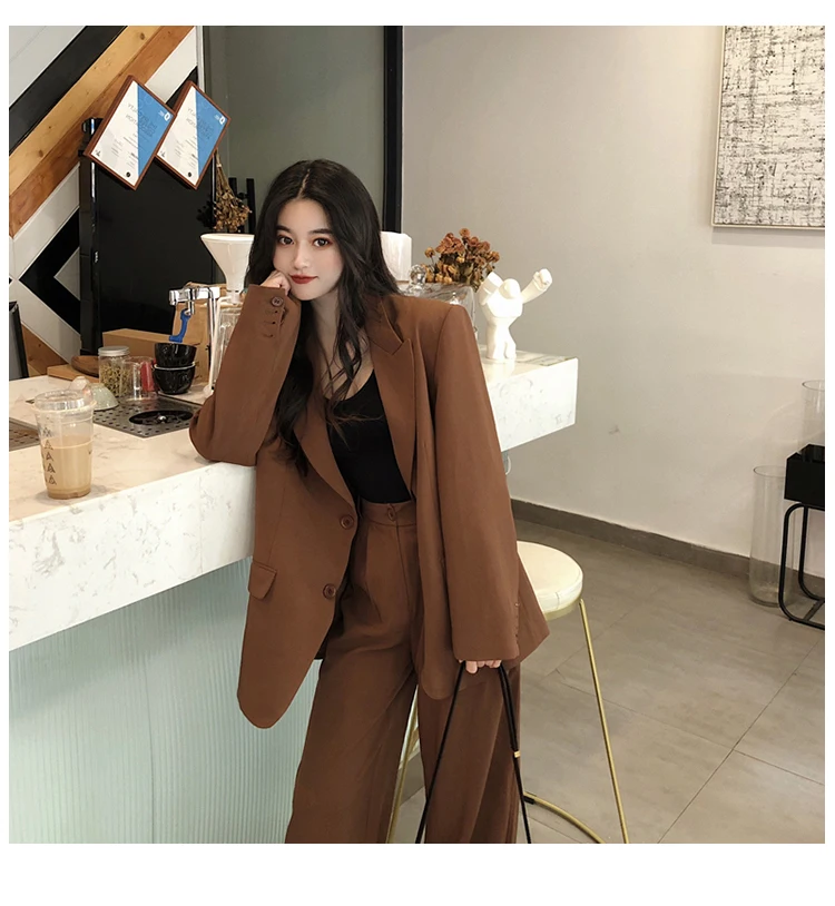 Women's Fashion Blazer Pantsuit Office Ladies Business Suit Long Sleeve Jacket+Trousers Two Piece Set Femme Autumn Clothings red pant suit