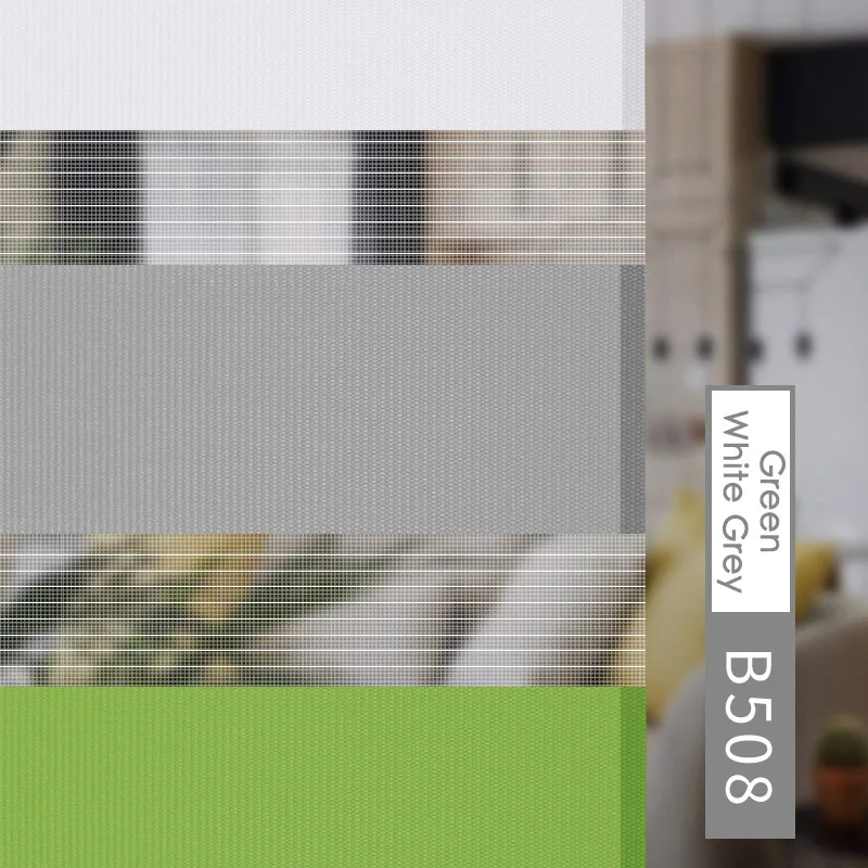 Green white grey Горизонтальное окно жалюзи ткань пылезащитный чехол Зебра жалюзи двойной слой рулонные шторы день и ночь шторы - Цвет: Green white grey
