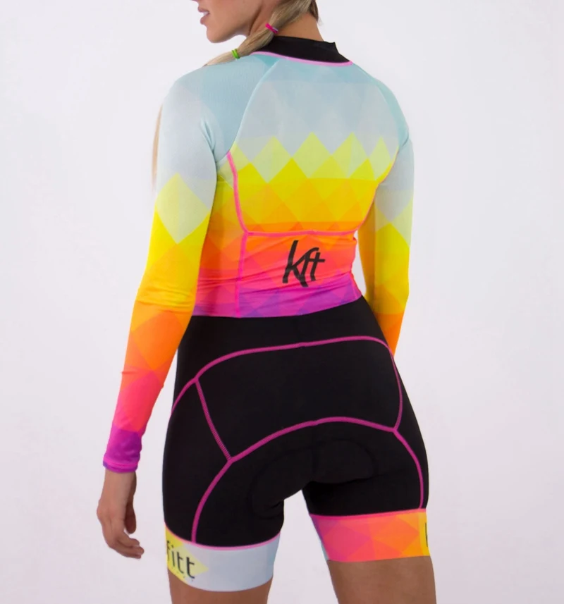 Pro Team триатлон костюм женский Велоспорт Джерси Skinsuit комбинезон Майо Велоспорт Ropa ciclismo комплект розовый гелевая подкладка