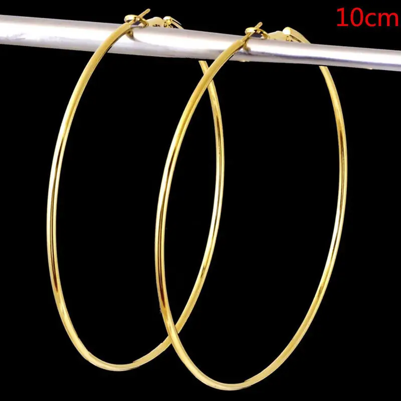 Мода 8 см большое кольцо серьги круг серьги золотые серебряные серьги-кольца для женщин ювелирные изделия для девочек