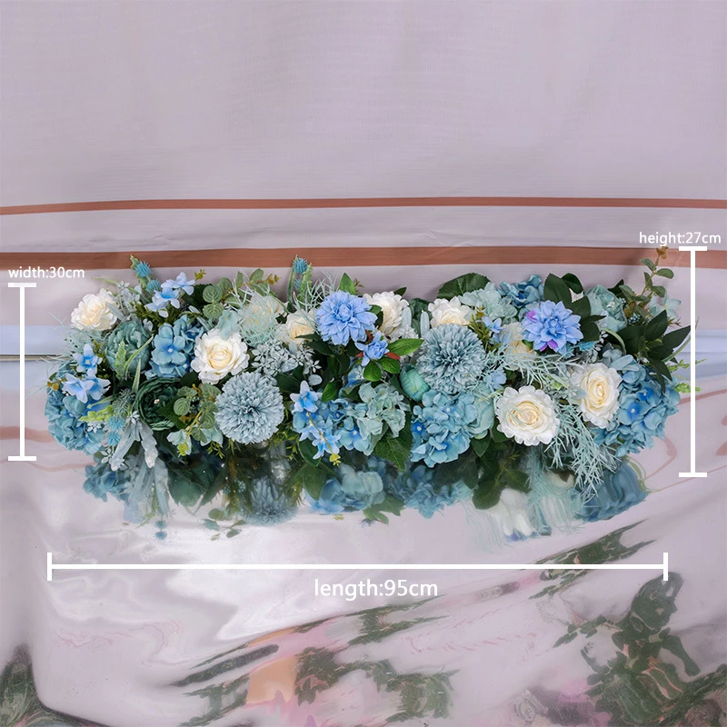 DIY 95 см Свадебный цветок декор для железной арки искусственная Цветочная композиция поставки дорога свинец цитированный ряд цветов окно T станция - Цвет: Синий