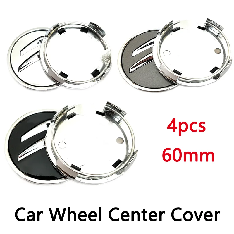 4pcs 60mm Black Silver Gray Auto Replacement Part For Citroen Car Wheel Hub Center Caps Rim Cover Logo Badge Emblem Accessories |