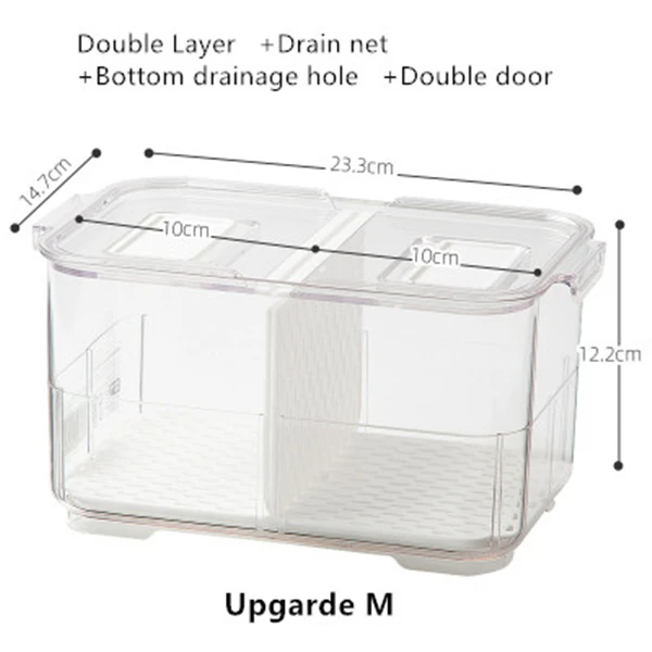 PET Crisper с крышкой кухонный холодильник стеллаж для хранения морозильник ящик для хранения прозрачный контейнер для пищевых продуктов овощи фрукты свежий ящик - Цвет: Upgarde M