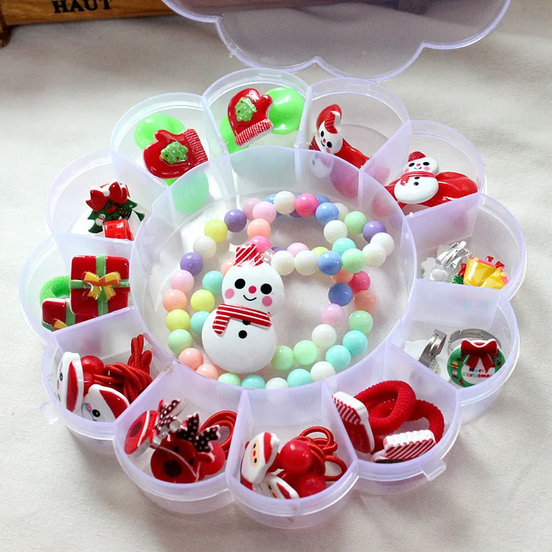 snowman 15 шт., милые детские заколки для волос для девочек, повязка на голову, эластичная лента, ожерелье, комплект из пластиковой ткани, рождественский стиль, эластичные резинки, заколки для волос - Цвет: snowman