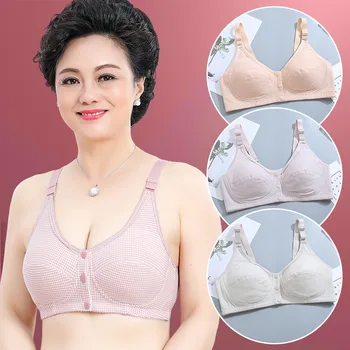 

New Style Front Three Button Lace Middle-aged Bra without Steel Ring Nursing Bras Bra Pregnant Women Underwear