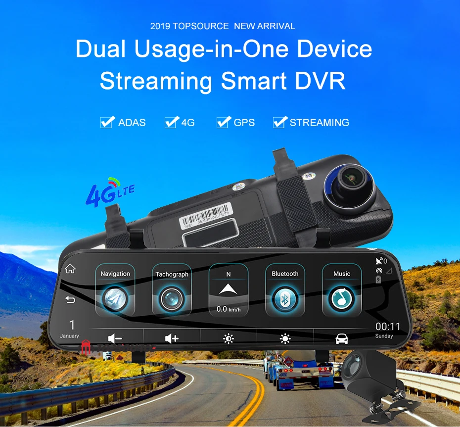 TOPSOURCE Android зеркало 4G DVR ADAS Автомобильная камера 1" авто зеркало заднего вида 1080P WiFi gps видеорегистратор регистратор видео рекордер