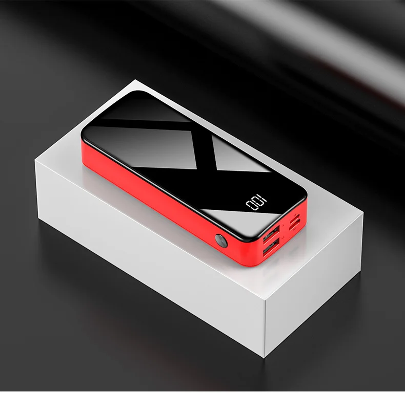 red 10000mah Мини банк питания 20000mah полный экран водонепроницаемый банк питания двойное Портативное зарядное usb-устройство внешняя батарея для Xiami Iphone huawei - Color: red 10000mah