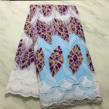 Новейшая многоцветная тяжелая африканская восковая кружевная ткань высокого качества с вышивкой нигерийский шнур кружева для свадебного платья PL1601