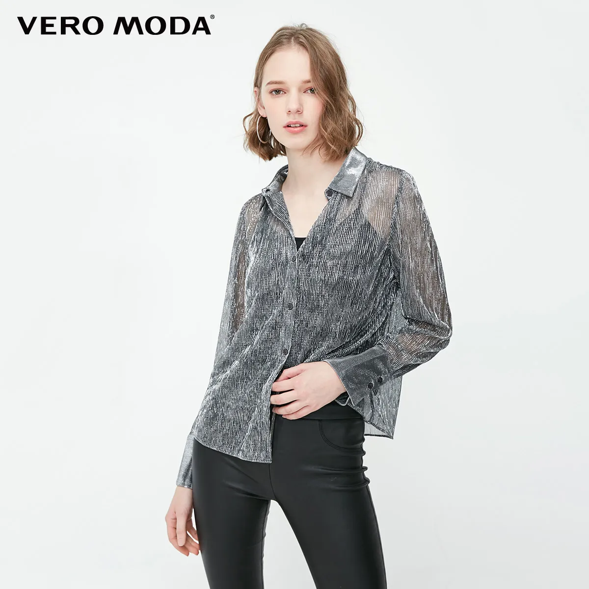 Vero Moda Женский Золотой стежок смешивания глянцевый солнце-топ подкладка прозрачная рубашка | 319105510
