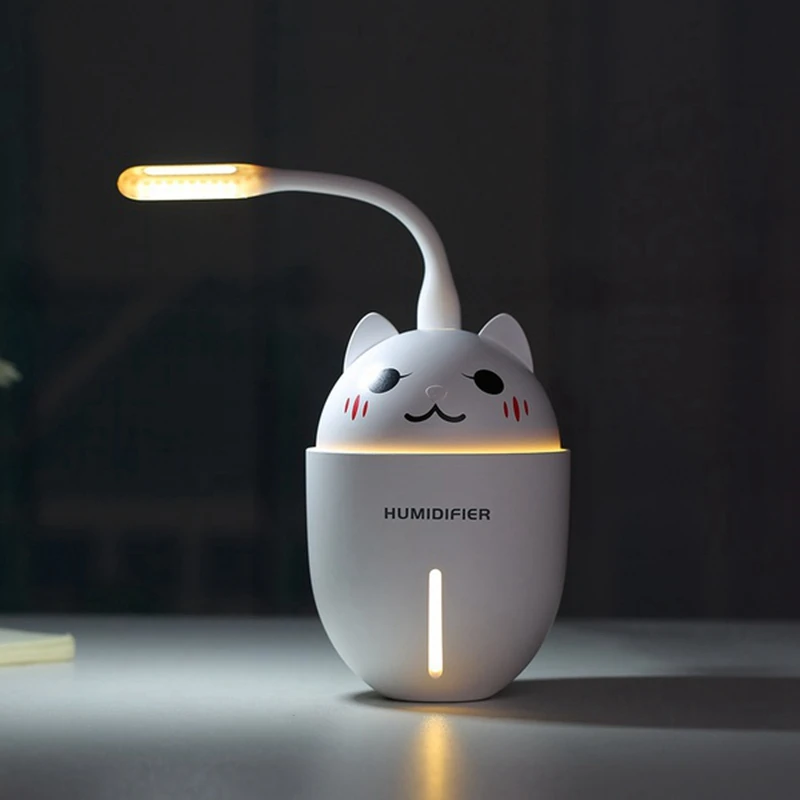 Модный летний портативный USB милый питомец 3 в 1 увлажнитель воздуха мини-увлажнитель с мультяшным котом светодиодный светильник белый