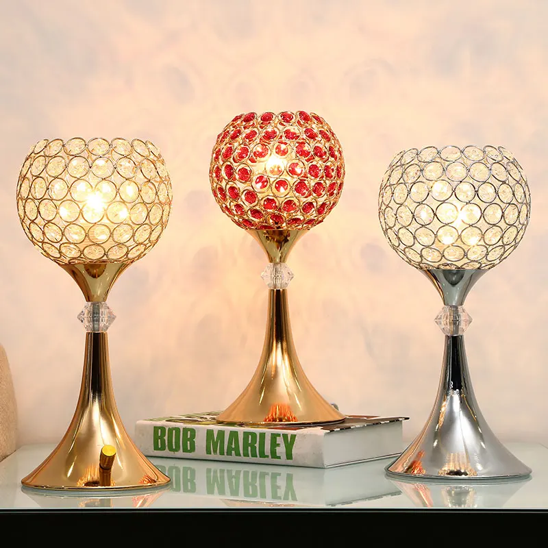 

European Retro Luxury Crystal Table Lamp Living Room Table Decorative Lamp Wedding Ceremony Handicraft Ornament