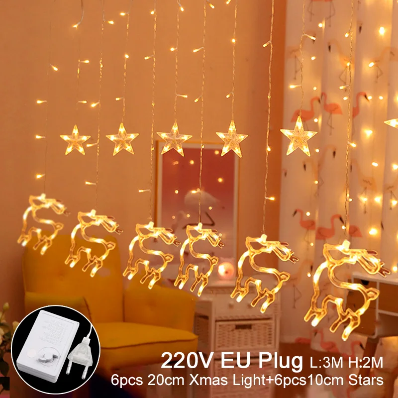220v elk 2x3m QIFU Merry Christmas светодиодный светильник наружные Рождественские украшения для дома Navidad светильник для рождественской елки s Декор - Цвет: 220v elk 2x3m