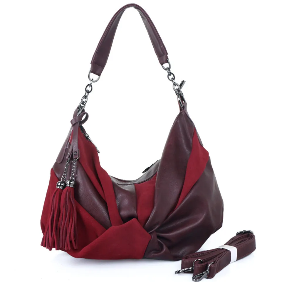 Wine Red Bag Модная женская сумка-хобо, Высококачественная сумка из нубука, мягкая сумка-шоппер на плечо, модные сумки, женские роскошные сумки, новинка - Цвет: Wine Red Bag