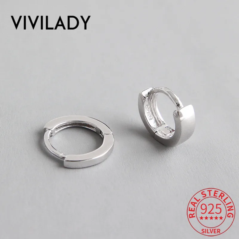 VIVILADY Аутентичные 925 пробы серебряные маленькие круглые женские серьги-кольца различные размеры минималистичный стиль женские ювелирные изделия Brincos