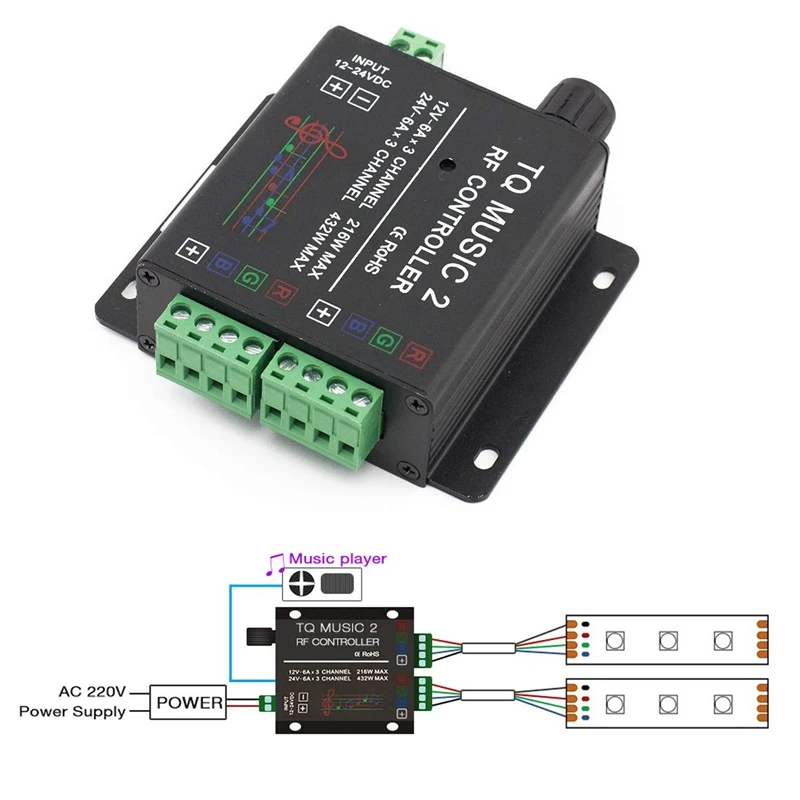 

LED RGB Music Press Controller LED Light Strip Controller for RF Sensitivety Backlight RF Remote Pressing Color