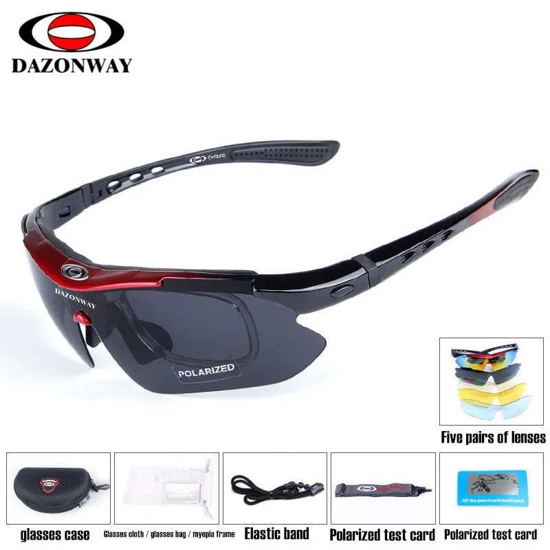 DAZOWNAY Bicycle Glasses Eyewear Sunglasses Men Women Polarized UV400 Cycling MTB Bike Road Bike Fishing Running Googles 5 Lens