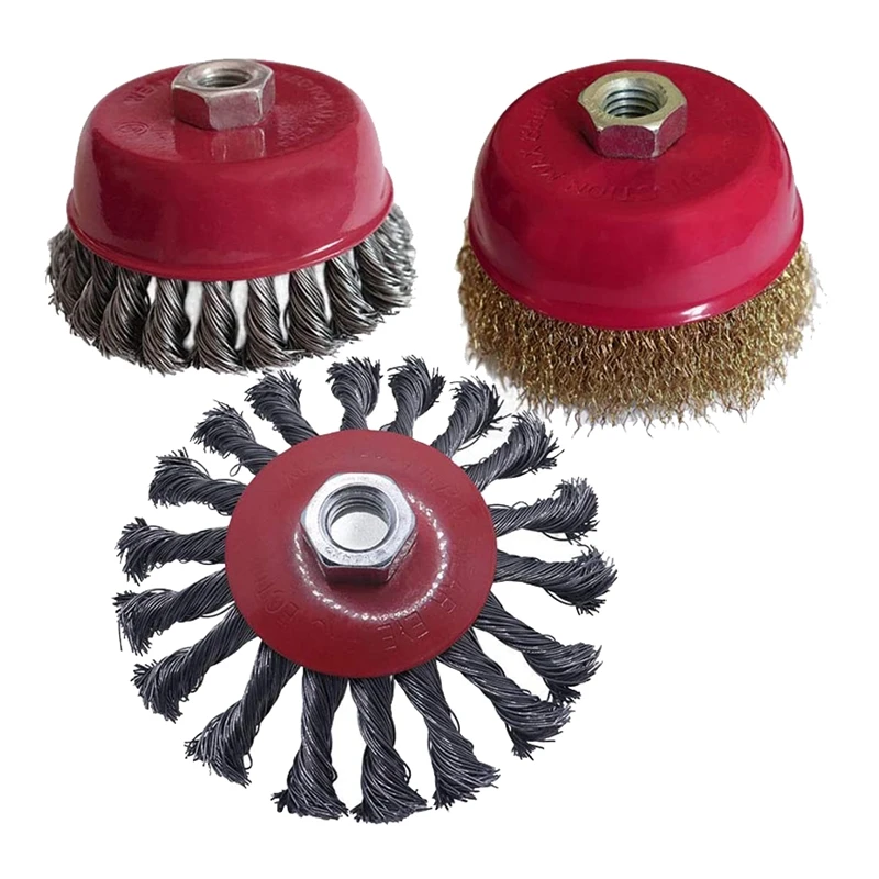 3Pcs Wire Brush for Angle Grinder,100mm Twist Knot Wire Brush+100mm