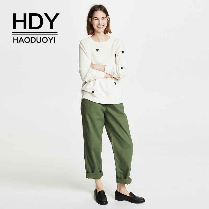 HDY Haoduoyi Новая модная женская уличная одежда с круглым вырезом Осенний свободный
