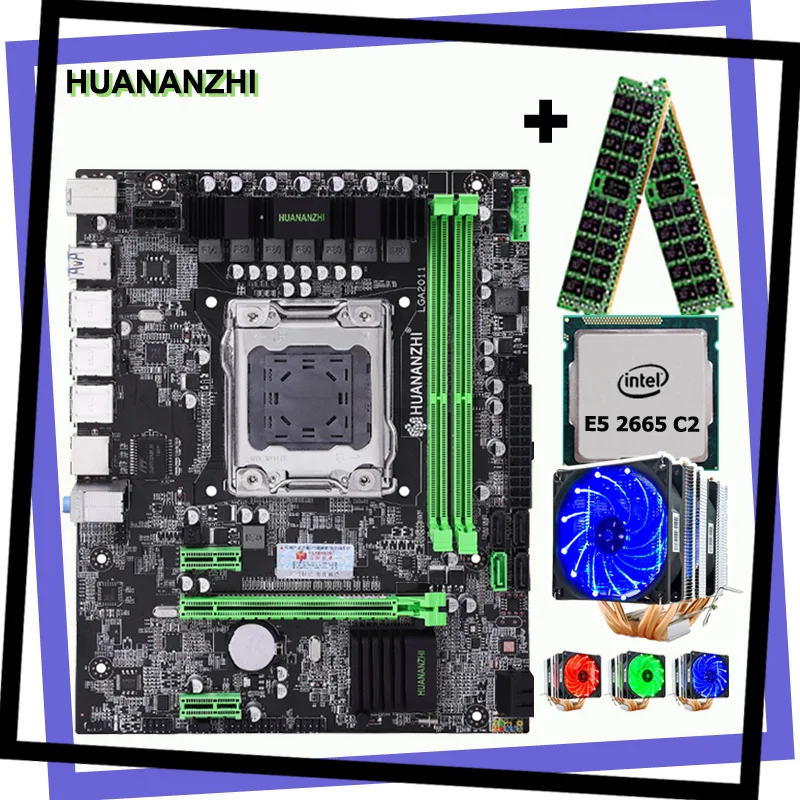 ^Cheap Highly recommend HUANANZHI X79 motherboard CPU RAM combos Intel Xeon E5 2665 C2 RAM 8G(2*4G) DDR3 REG ECC 6 heatpipes cooler