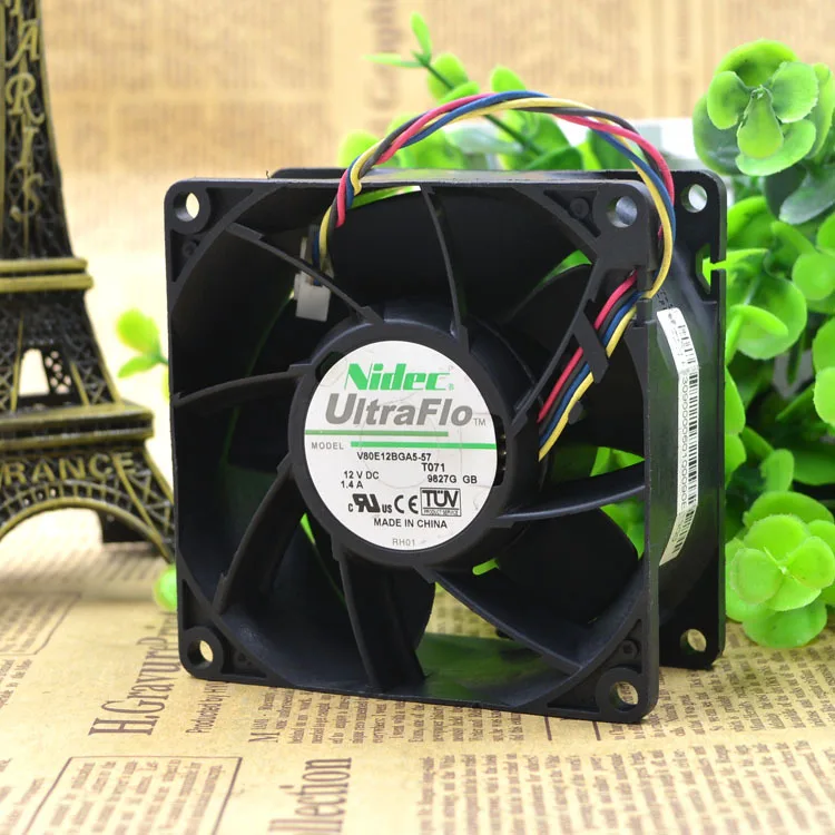 

Original FOR NIDEC 4-wire 12V 1.4A Double Ball High Speed Server Fan V80E12BGA5-57
