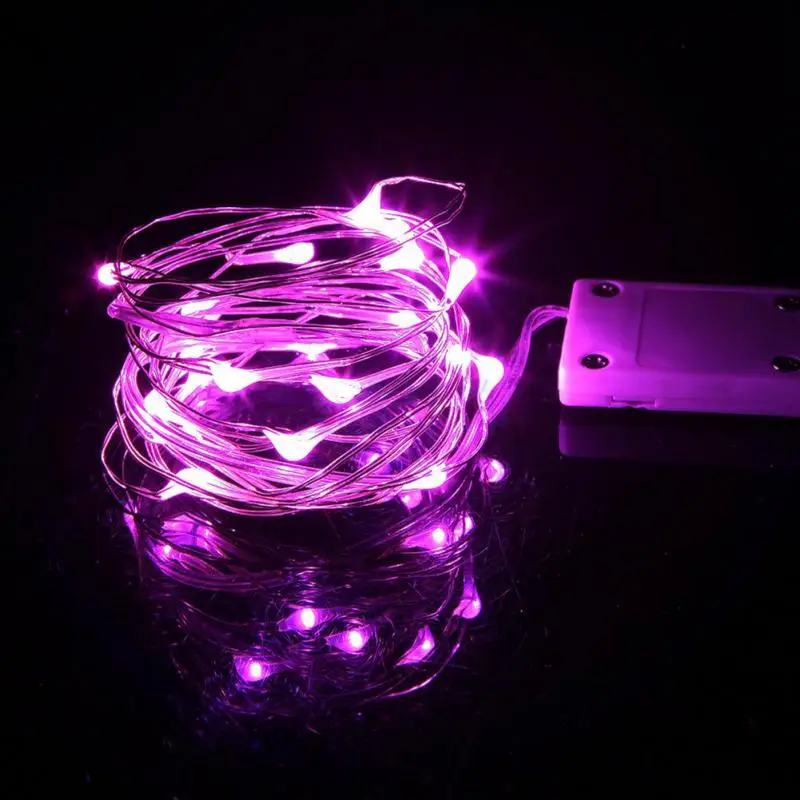 Copper Wire Fairy Light Christmas String Night Romantic Decor Waterproof Mini Led Party Wedding Battery Powered Garland Lamps - Emitting Color: 1m-pink