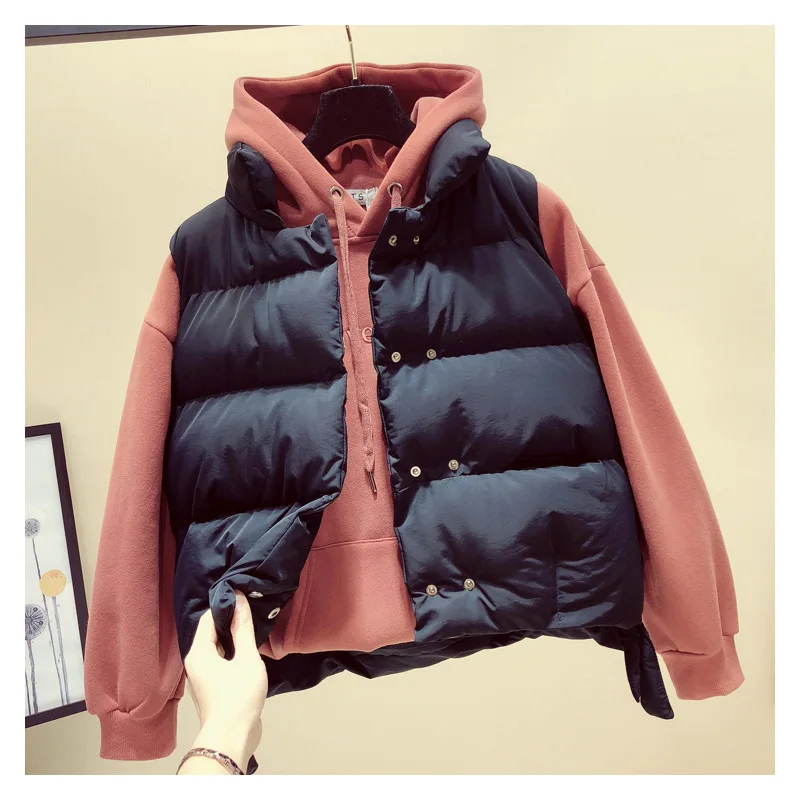 

Down Feather Cotton Vest Female Short Coltsfoot Korean-style 2018 New Style Loose And Plus-sized Versatile Waistcoat down Coat V