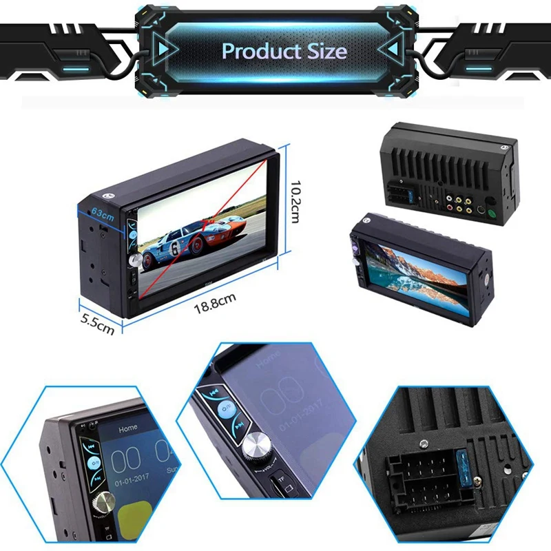 2 Din Автомобильный мультимедийный Радио 7 дюймов HD Автомобильный Bluetooth MP5 плеер-автомобильный стерео с резервной камерой поддержка зеркального соединения рулевое колесо