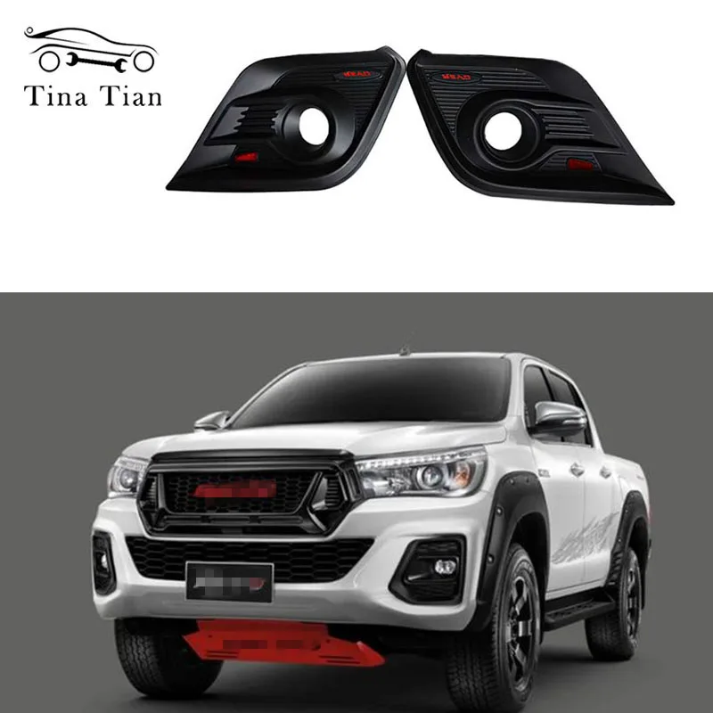 

Car Exterior Mouldings Styling ABS Fog Lamp Cover Panle Fit For TOYTA HILUX REVO 2015 2016 2017 Pickup Decoration Accessories