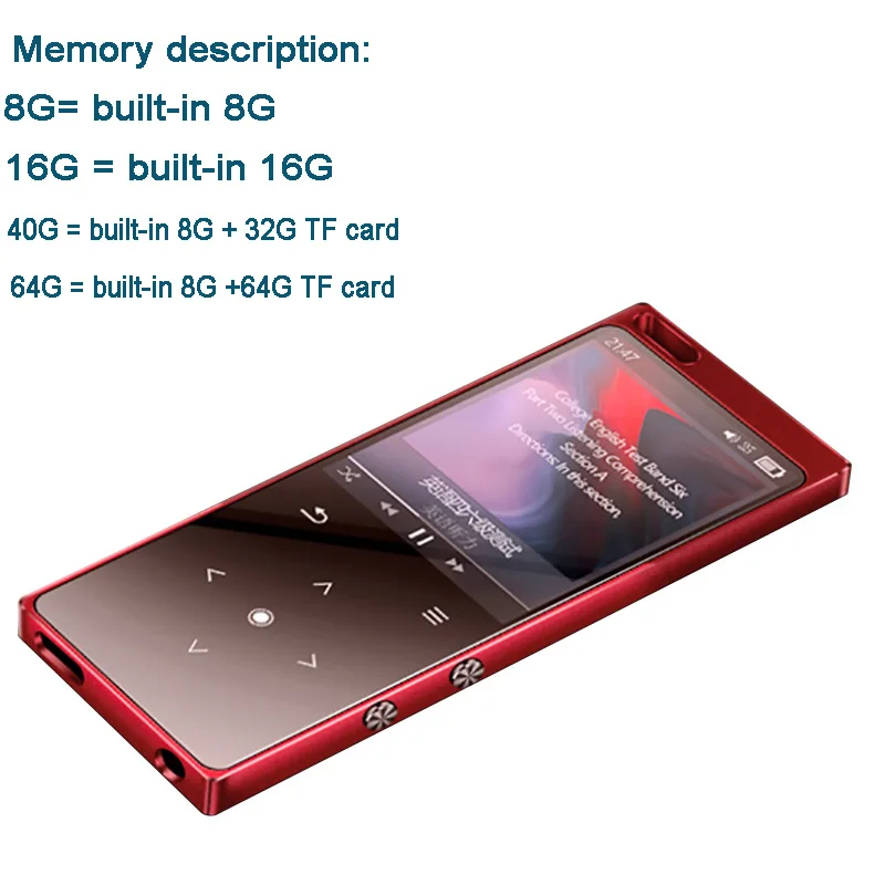 Bluetooth 4,2 MP4 плеер с динамиком 16 ГБ MP3 без потерь Звук Видео плеер Поддержка FM, рекордер, электронная книга, sd-карта до 128 ГБ