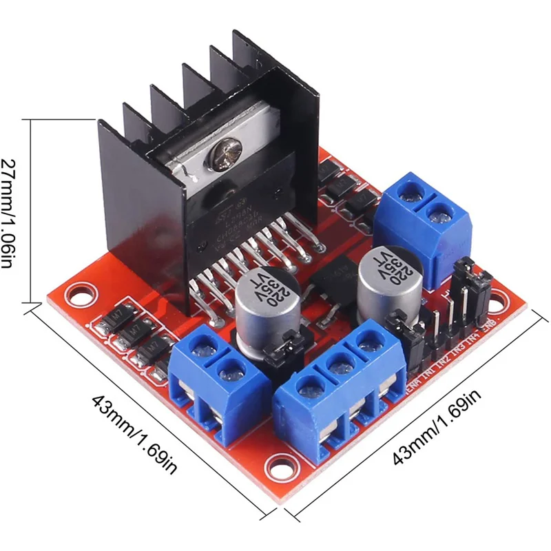 2pcs/lot L298N Motor Controller Board Stepper Motor Control Module Dual H-Bridge + 4 Sets DC Smart Car Wheel for Arduino