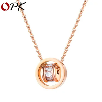 

New Style Stainless Steel Fashion Lucky Shuanghuan Necklace Choker Women's Simple Pendant Versatile Necklace Jewelry
