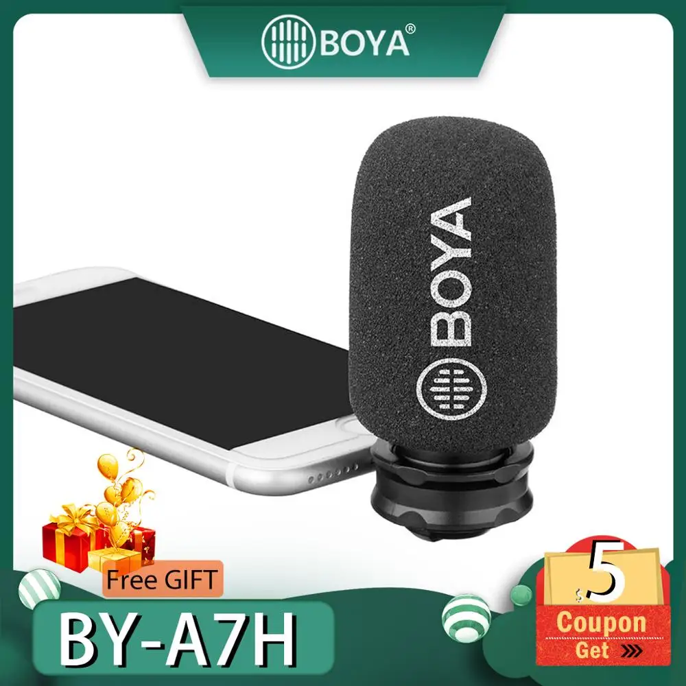 Boya Bya7h Mic 3.5mm Jack Phone Microphone Digital Stereo Condenser Mobile Phone Record