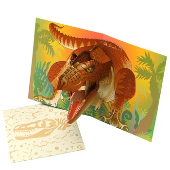 

DIY Pop-up Card Tyrannosaurus,Handmade 3D Anniversary Greeting Card Paper Model,Postcard Invitation Papercraft,Craft Gift ER-105