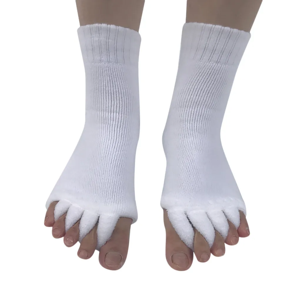 Женские коррекционные носки пять пальцев с открытым носком носки косточка на большом пальце носки сепаратор массажные носки коррекция искривление большого пальца ноги - Цвет: Белый