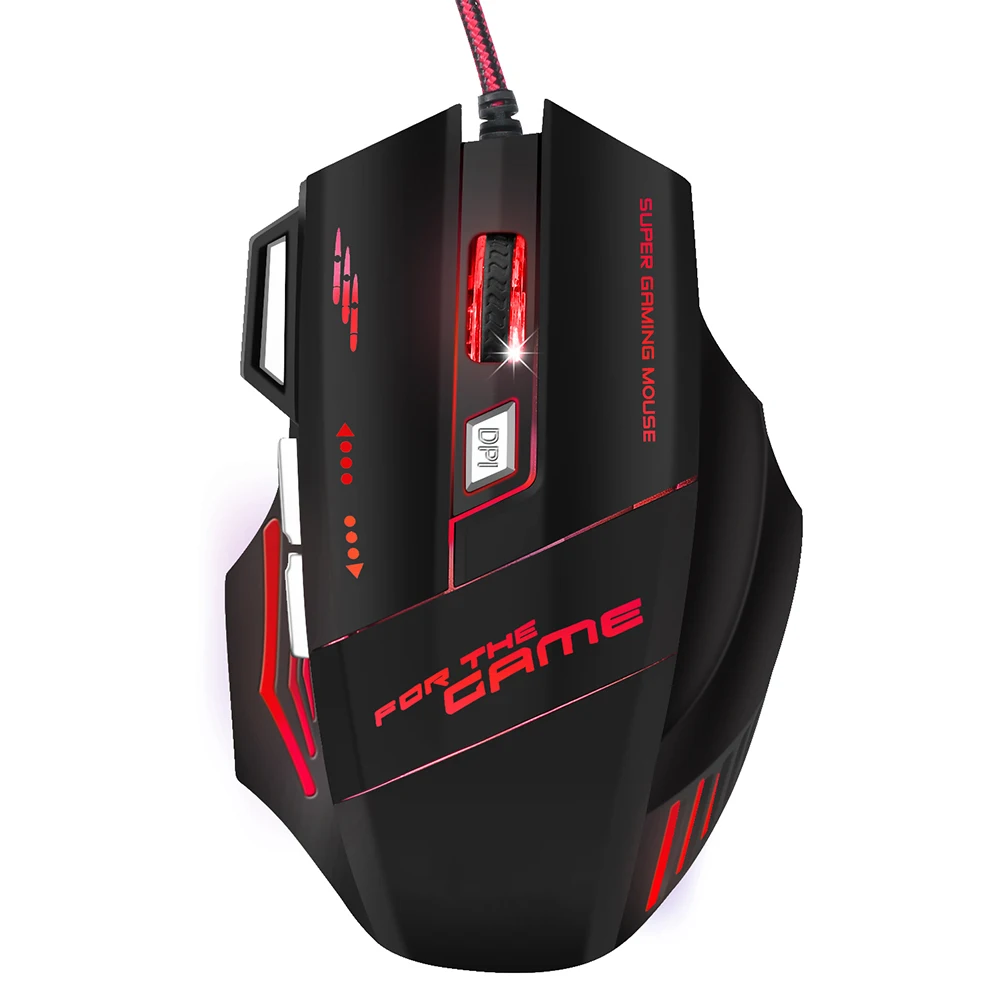 5500DPI USB Wired Mouse LED Optical Crack Glow Gaming Mouse 7 Buttons Gamer Laptop PC Mice