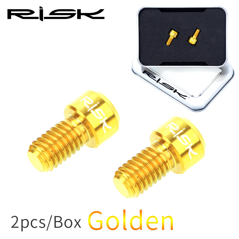 RISK 2 шт. M6x10 велосипедный дисковый тормозной провод крепежные болты горный V-Brake Road c-тормозной суппорт внутренняя Кабельная линия фиксированный винт - Цвет: golden