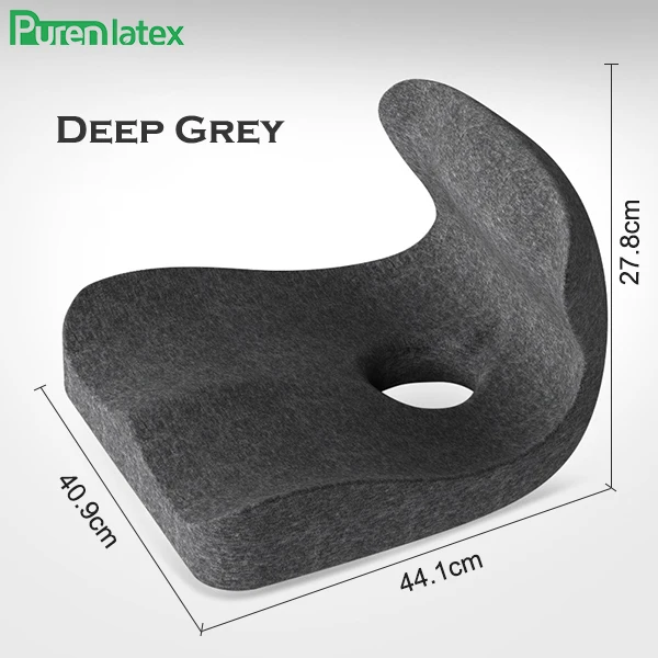 PurenLatex L форма пены памяти подушка сиденья ортопедический копчик позвоночника коврик геморроя лечения Подушка медленного отскока подушки давления - Цвет: Deep Grey