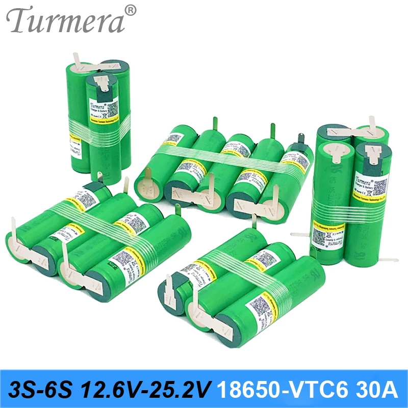 Оригинальный аккумулятор vtc6 3S 12 6 V 4S 16 8 US18650VTC6 3000mah 30A ток разряда для шуруповерта