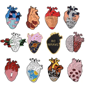 

Rose Medical Brave Anatomy Brooch Pins Enamel Eyes Neurology Bandage Jewelry Anatomical Heart Heart Women Doctor Men