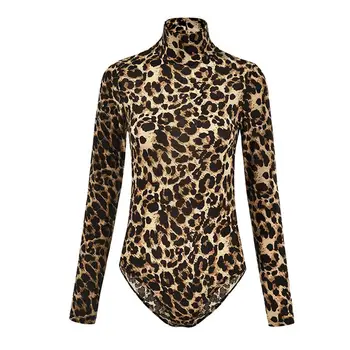 

Cheetah Print Sexy Jumpsuit Autumn Women Clothing Clubwear Slim Long Sleeve Jumpsuit