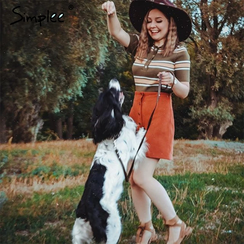 Tanie Simplee w stylu vintage, w paski wielokolorowy sweter sweter wąska w stylu retro dzianinowe swetry damskie Streetwear damskie sweter koreański sweter