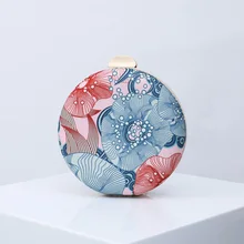 Роскошный клатч с цветочным принтом, сумочка для свадьбы, вечерняя женская сумка, Круглый клатч, круглые кошельки, сумки через плечо, вечерние сумки на плечо