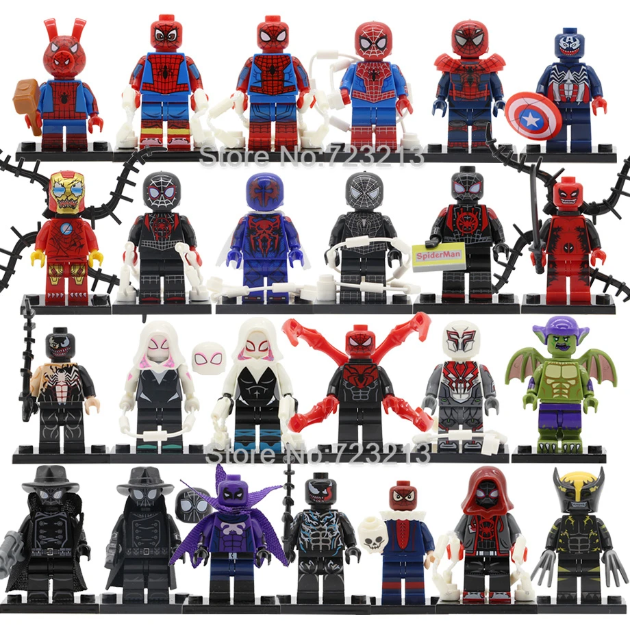 Набор фигурок Marvel, супергерой, Человек-паук, 8 шт., Miles Morales Prowler Shadow Gwen Ultimate, Железный Человек-паук, строительные блоки, игрушки