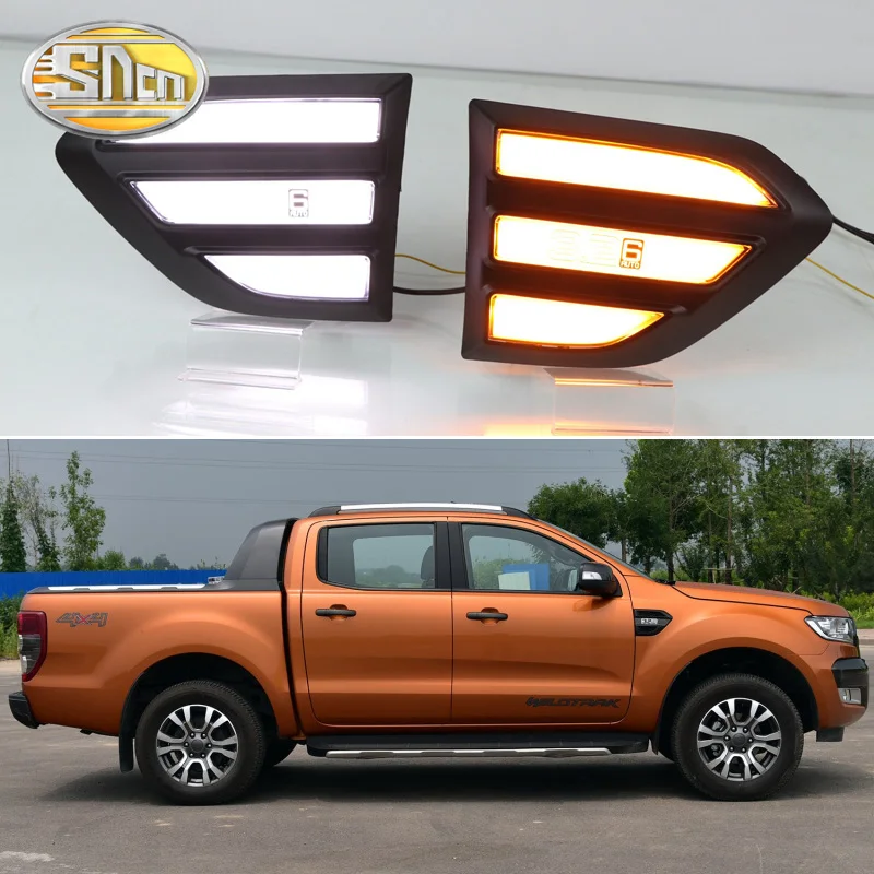 SNCN 2 шт. Автомобильная фара крыла для Ford Ranger T7 T8- Светодиодный дневной ходовой свет Поворотная сигнальная лампа 12 В DRL боковая лампа