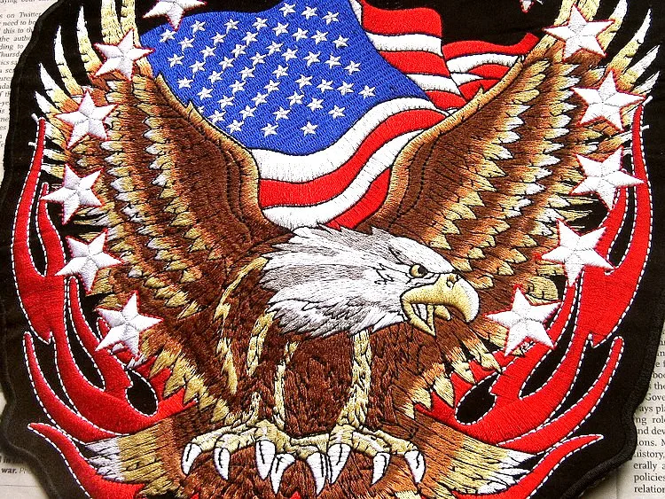 Большой нашивка из ткани США Национальный флаг Орел панк байкерские нашивки