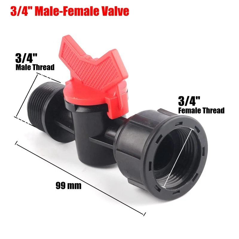 

20pcs 3/4" Male- 3/4" Female Irrigation Valve Hi-Quality Garden Water Connectors Water Pipe Hose Switch Water Controllers