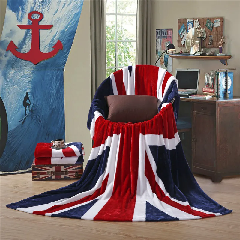 

Simanfei Woolen Blanket British Flag Flannel Blanket For Sofa Bed Home Decoration Velvet Travel Multi-function Throw Blanket