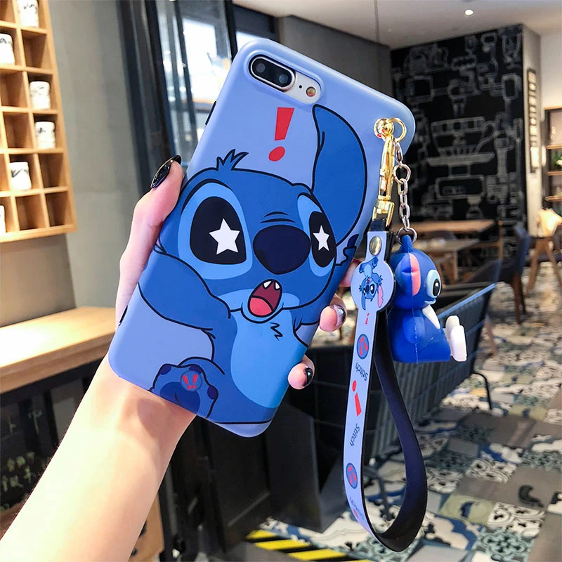 Золотой Мягкий чехол для телефона iphone XS max XR X pink Unicorn Для iphone 8plus 7p 6SP 7 8 6 6S милый мультяшный Ститч чехол+ игрушка+ ремешок - Цвет: Золотой